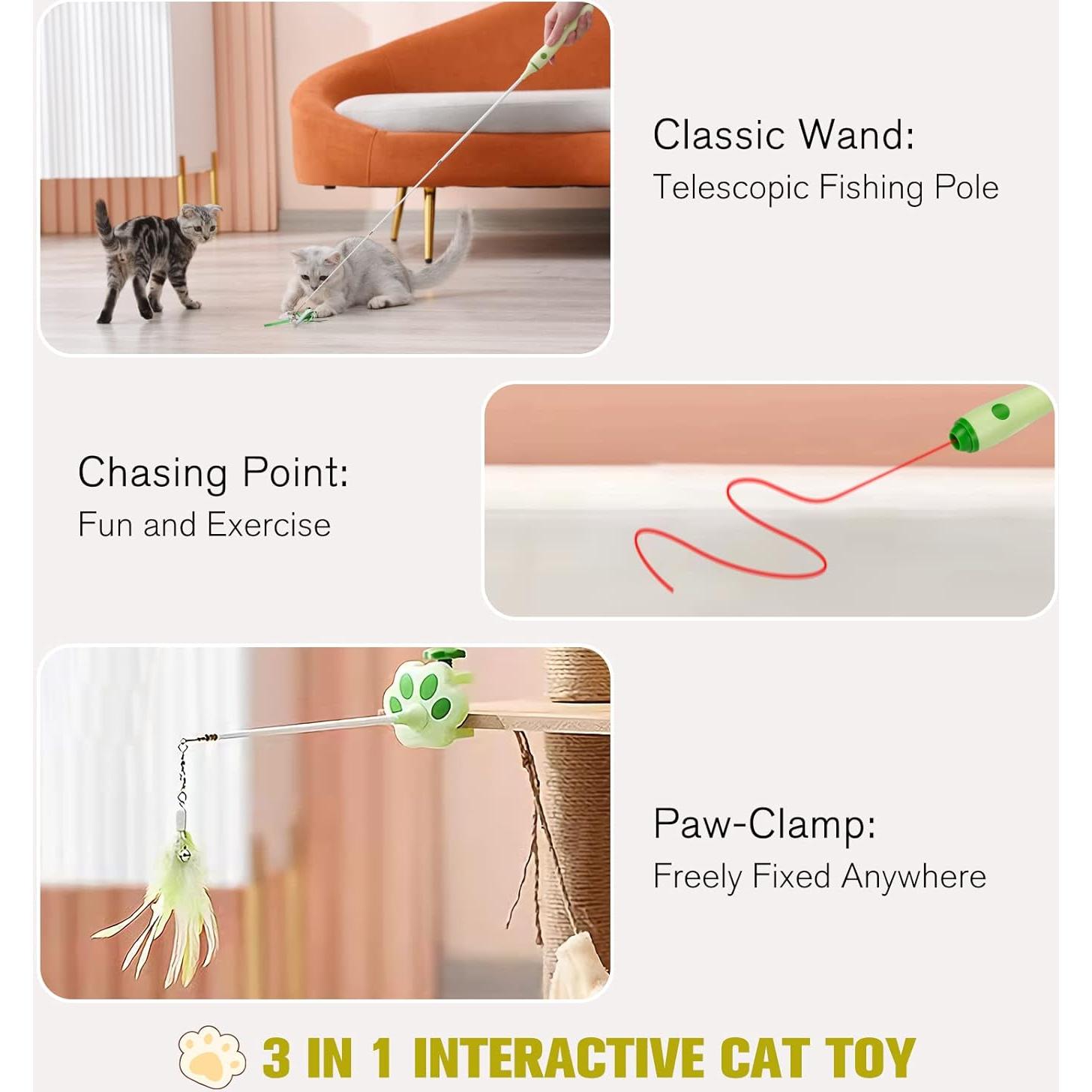 Juguete Interactivo para Gatos BEBOBLY 3 en 1 Retráctil
