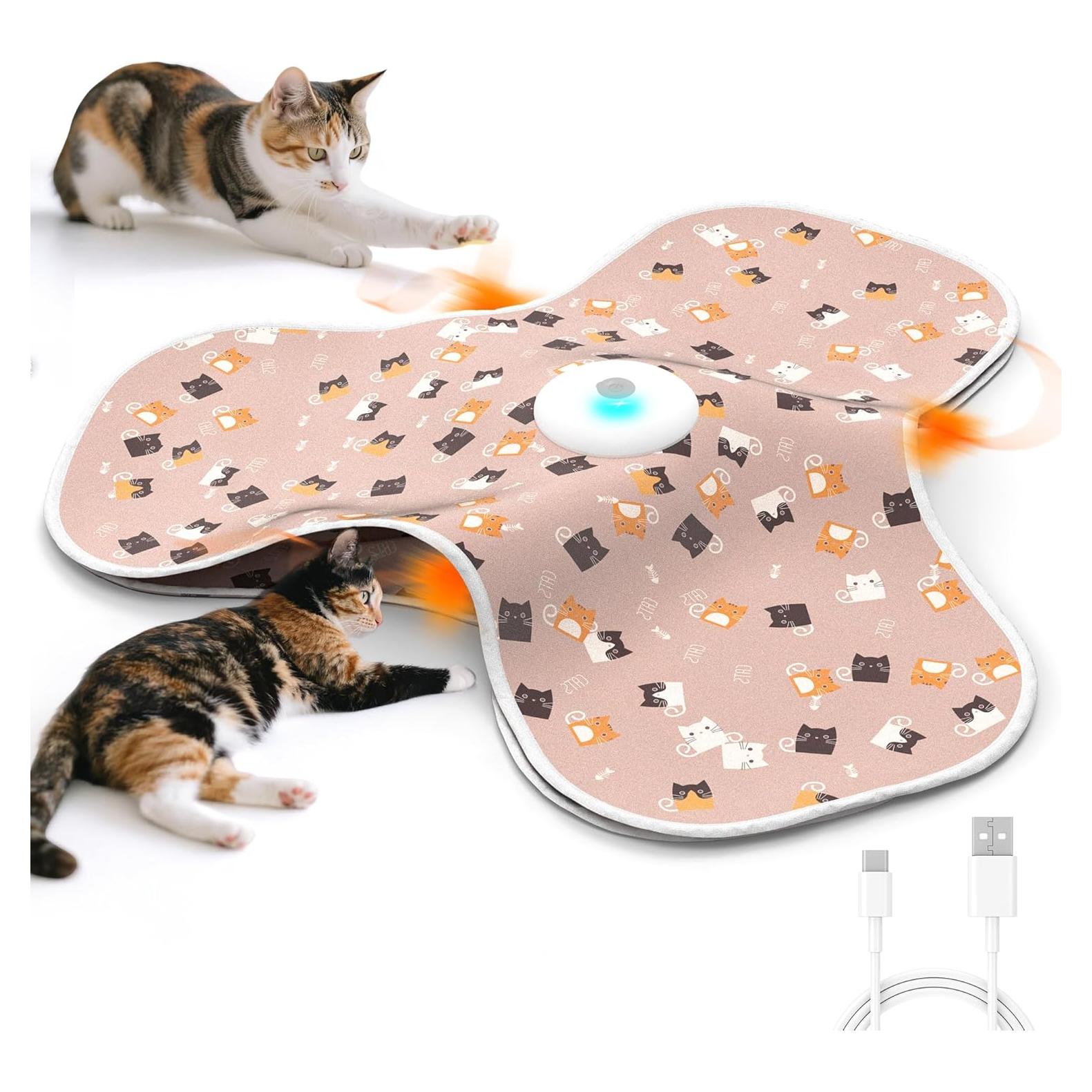 Juguete Interactivo para Gatos FUGODIWI P43 con Sonido y Pluma Rosa