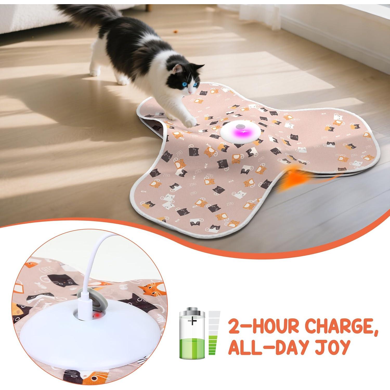 Juguete Interactivo para Gatos FUGODIWI P43 con Sonido y Pluma Rosa