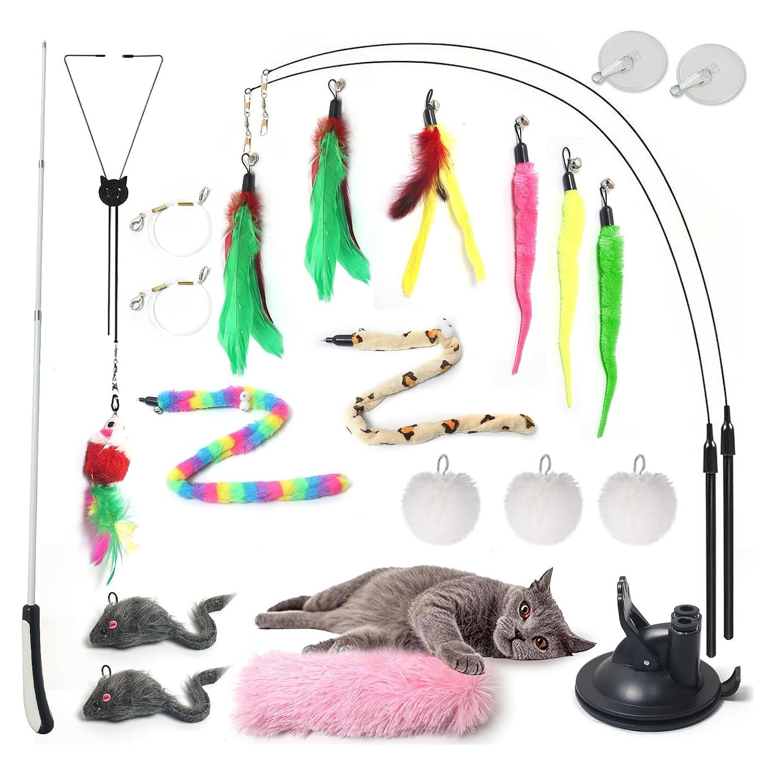 Juguete Interactivo para Gatos QAWRZZPR 4-en-1 con Ventosa