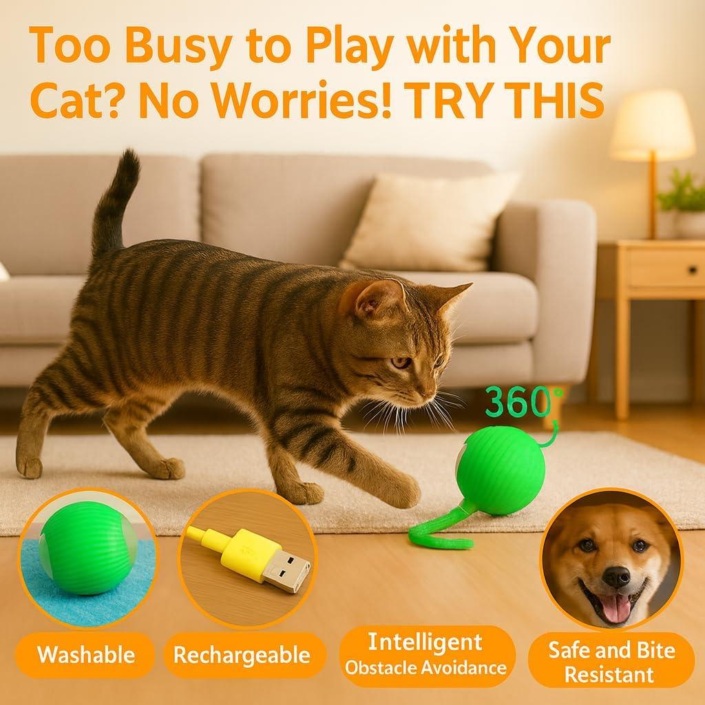 Juguete Interactivo para Gatos CKFPS Bola Verde con Luz y Velocidad