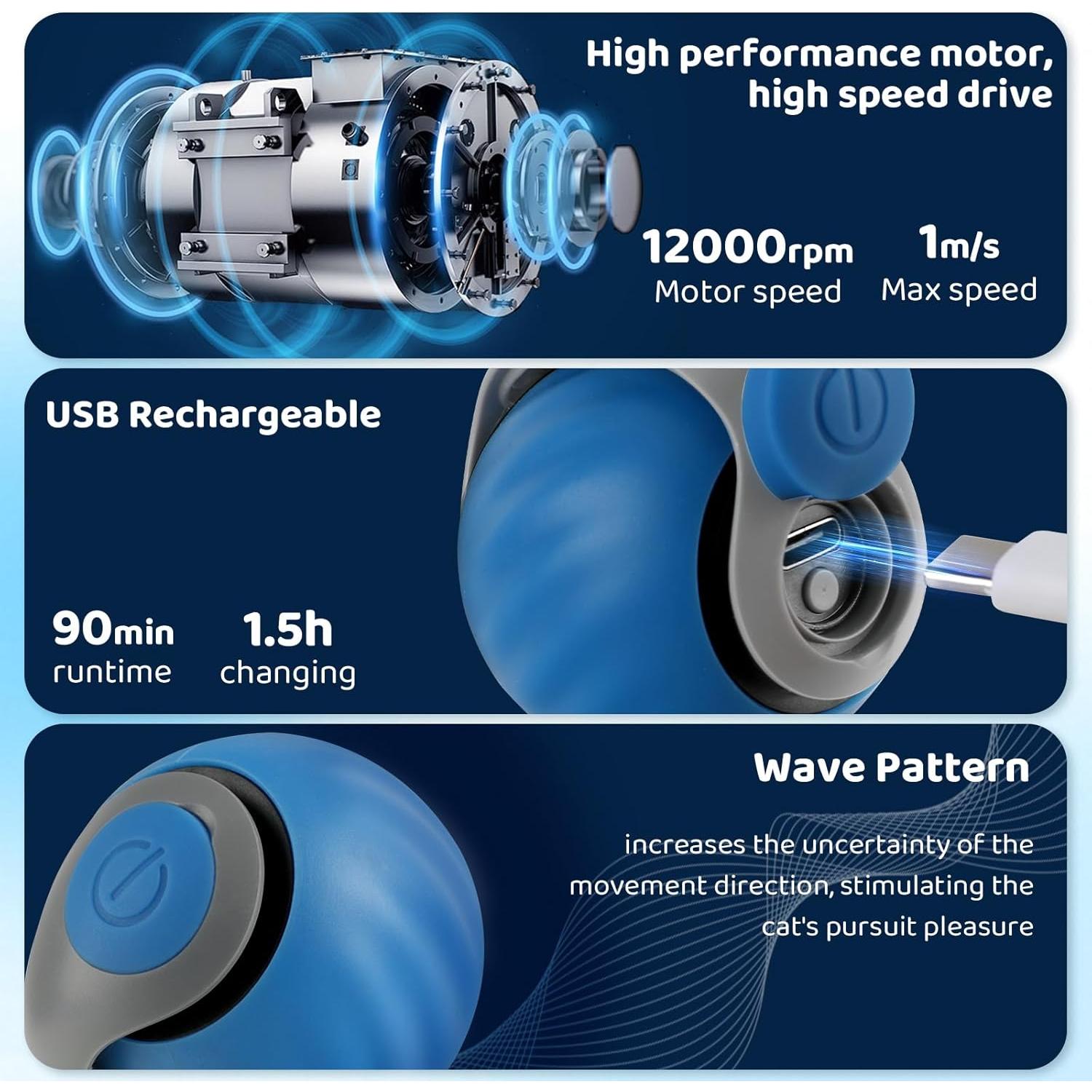 Bola de Juguete Interactiva para Gatos LDZ&CHX - Recargable USB