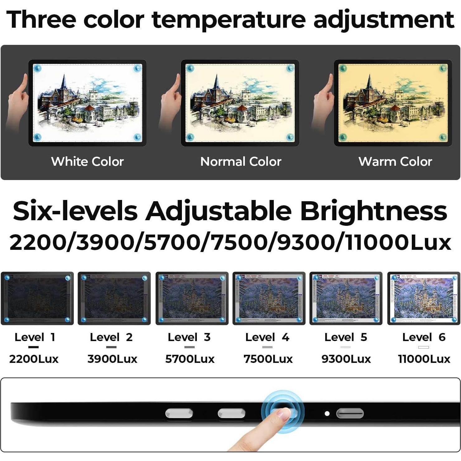 Caja de Luz A4 Heanolier LED Magnética Ajustable 31.6x21.8cm