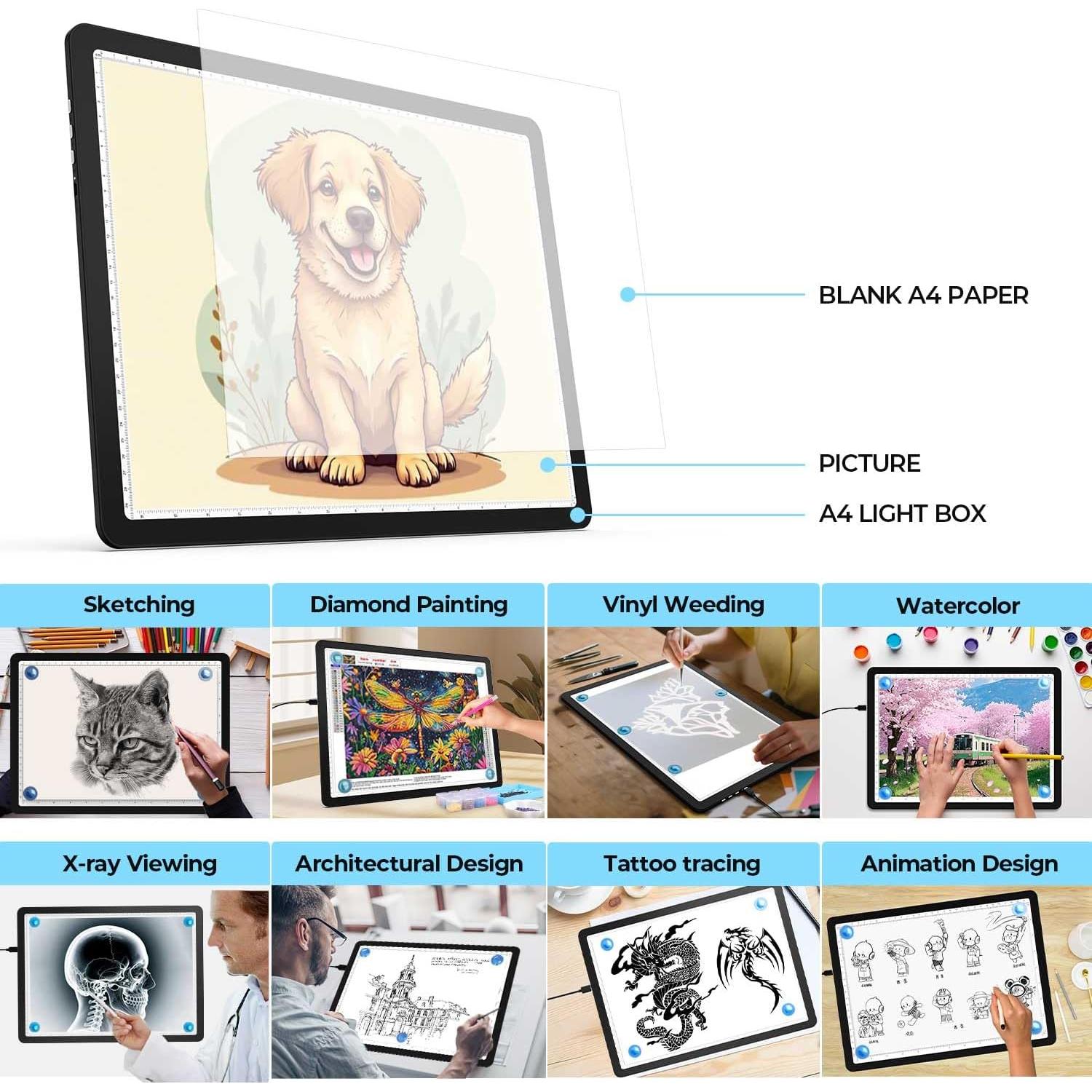 Caja de Luz A4 Heanolier LED Magnética Ajustable 31.6x21.8cm
