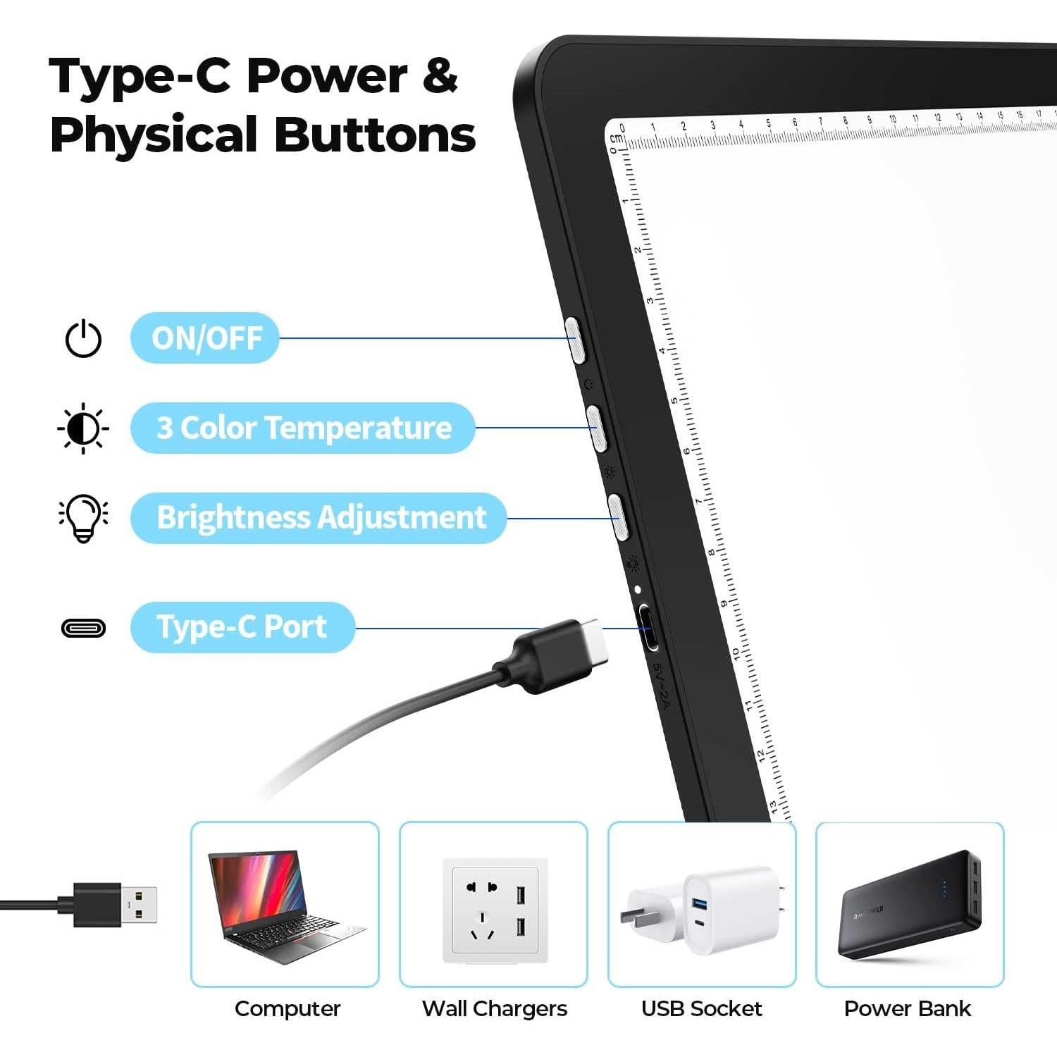 Caja de Luz A4 Heanolier LED Magnética Ajustable 31.6x21.8cm