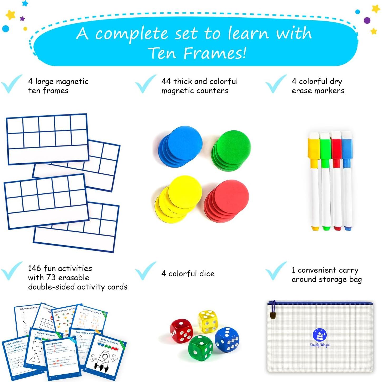 Conjunto Jumbo de Marcos de Diez Magnéticos Simply Magic - 130 Piezas