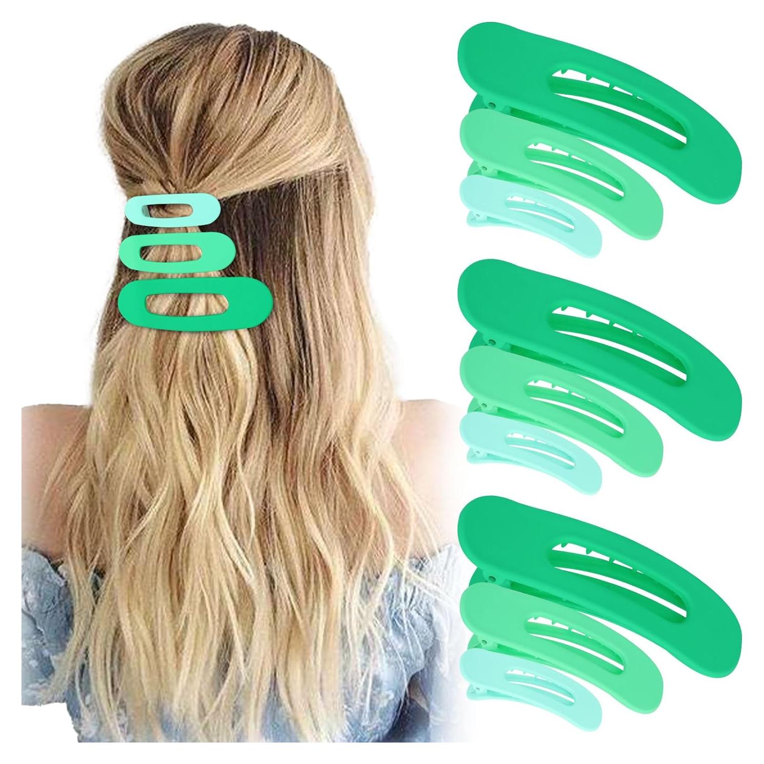 Pinzas Planas Verdes ACO-UINT - 9 Piezas para Cabello