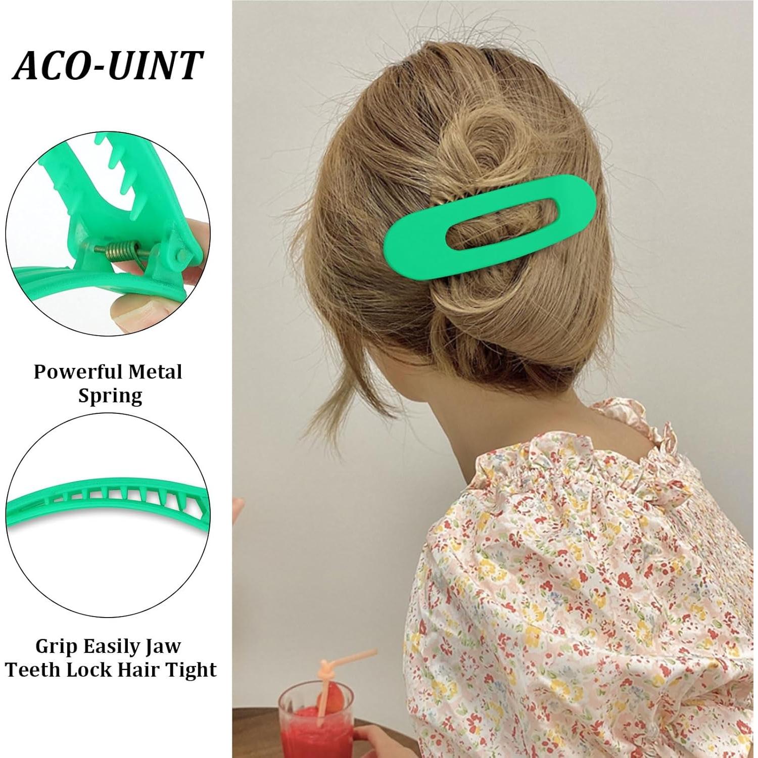 Pinzas Planas Verdes ACO-UINT - 9 Piezas para Cabello