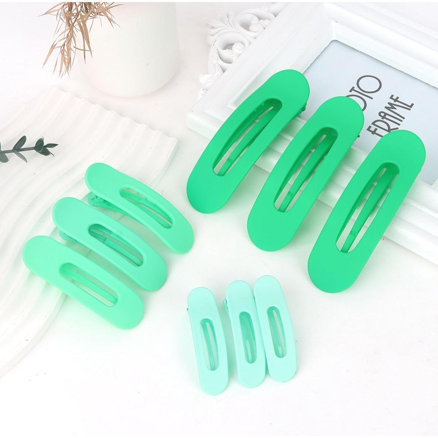 Pinzas Planas Verdes ACO-UINT - 9 Piezas para Cabello