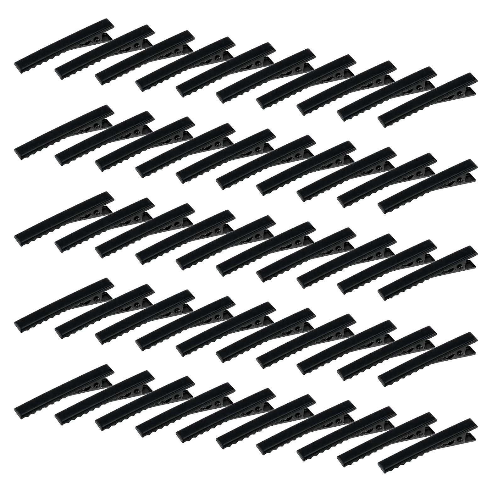 50 Clips de Cocodrilo Negro Bremorou para Cabello 4.5 cm