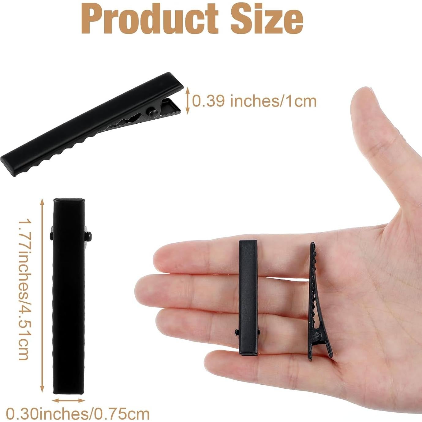 50 Clips de Cocodrilo Negro Bremorou para Cabello 4.5 cm