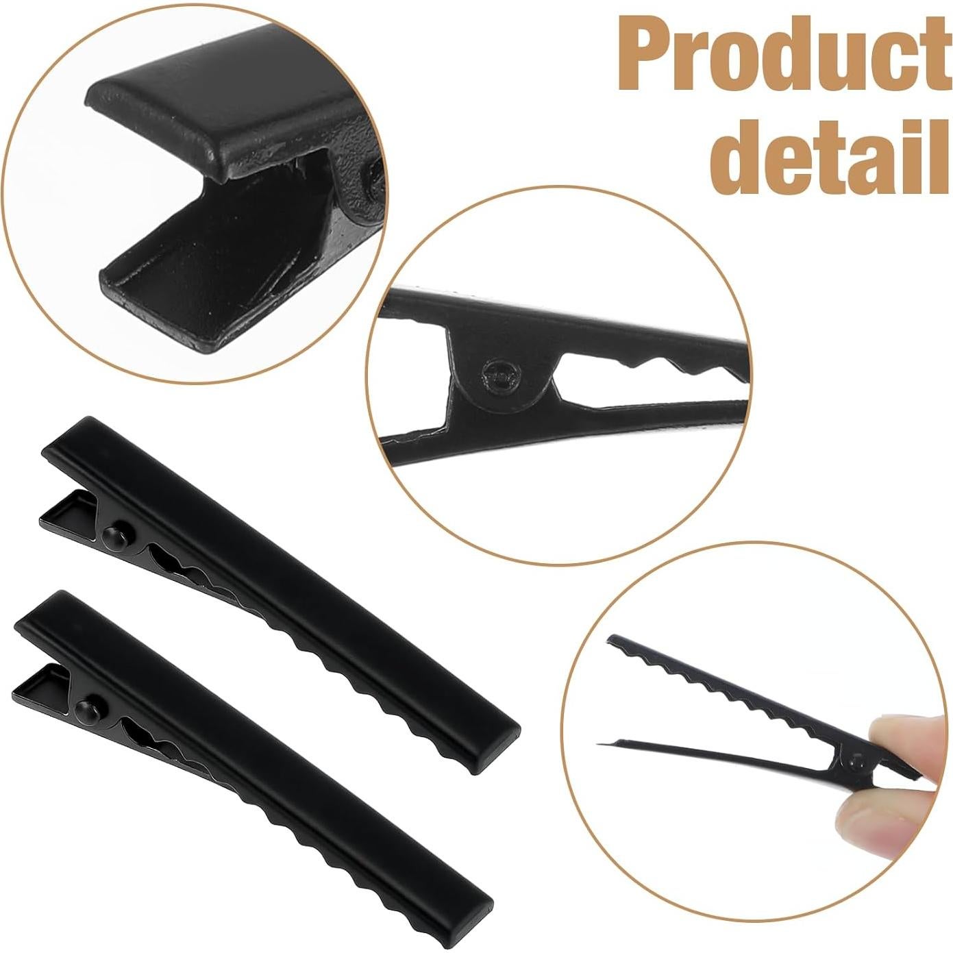 50 Clips de Cocodrilo Negro Bremorou para Cabello 4.5 cm