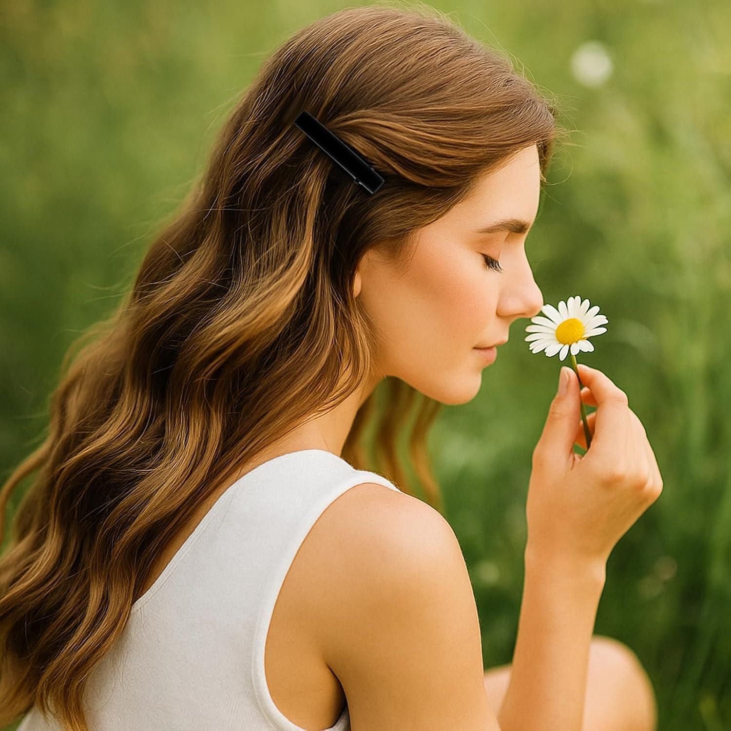 50 Clips de Cocodrilo Negro Bremorou para Cabello 4.5 cm