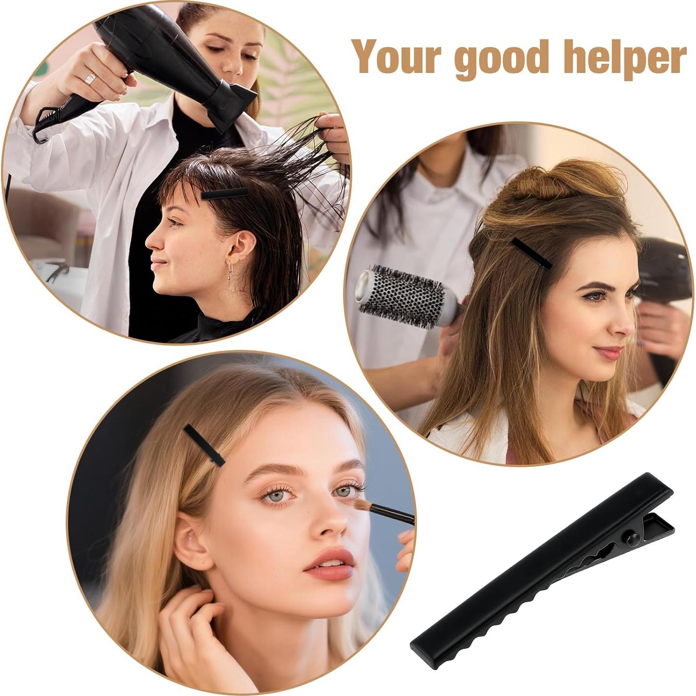 50 Clips de Cocodrilo Negro Bremorou para Cabello 4.5 cm