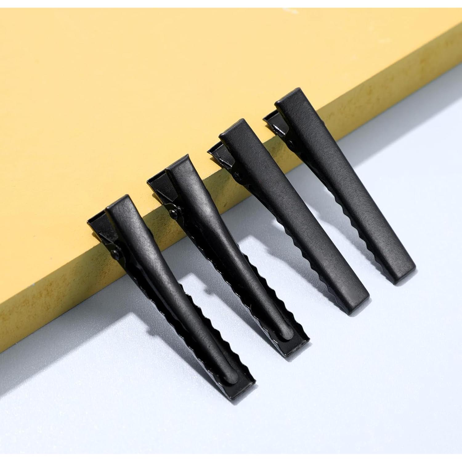 50 Clips de Cocodrilo Negro Bremorou para Cabello 4.5 cm