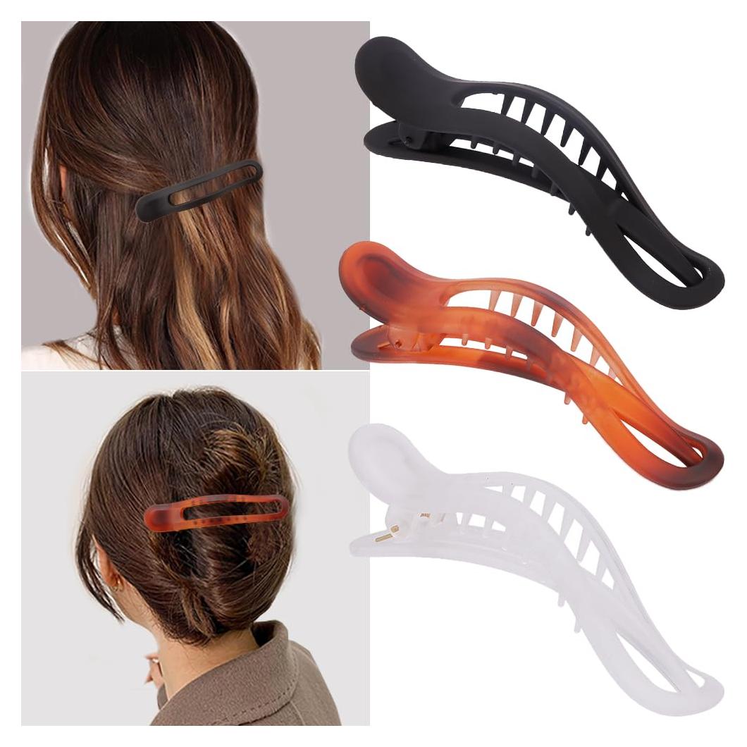 Pinzas de Pelo Planas FASOTY 3PCS Antideslizantes Colores Variados