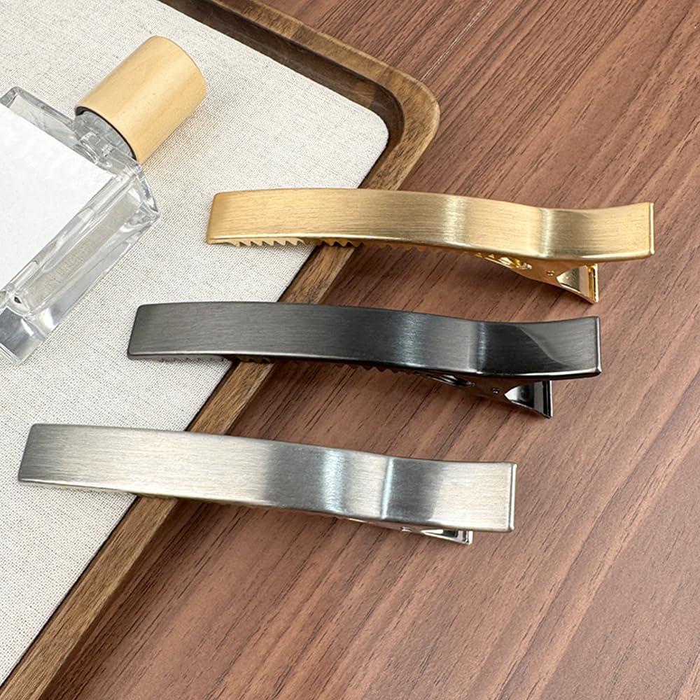 Pinzas para el cabello francesas Myhiju - 3 Pcs doradas, plateadas y negras