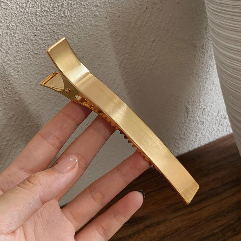 Pinzas para el cabello francesas Myhiju - 3 Pcs doradas, plateadas y negras