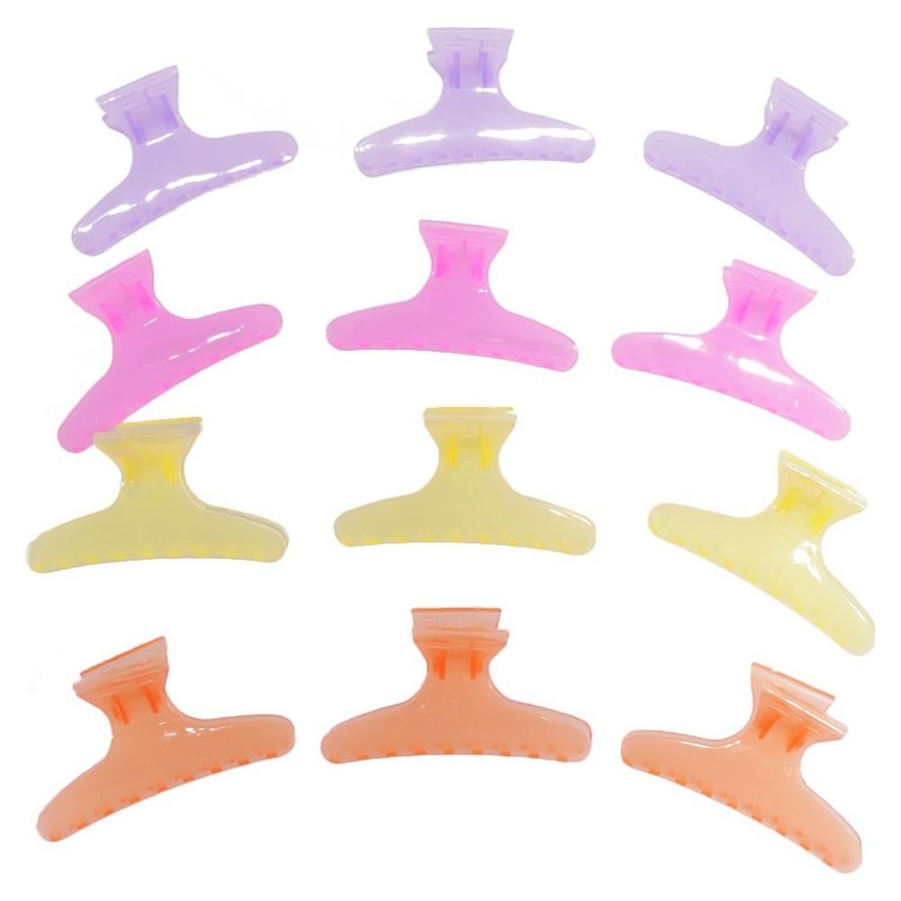 12 Clips de Plástico Mariposa Qfauto para Cabello 8cm Multicolor