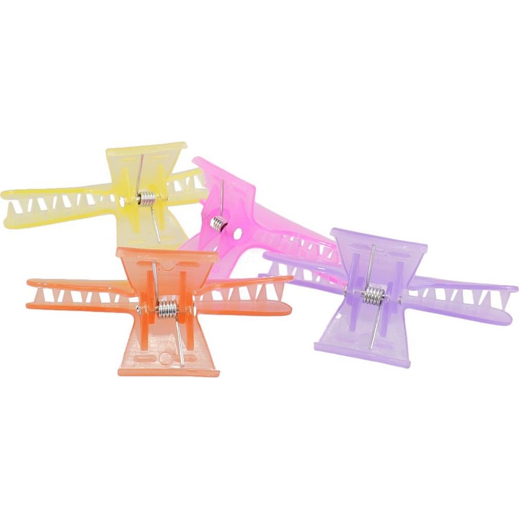 12 Clips de Plástico Mariposa Qfauto para Cabello 8cm Multicolor