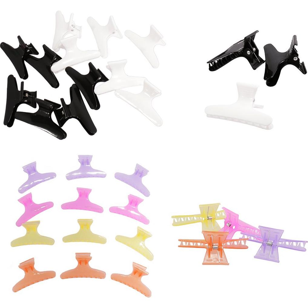 12 Clips de Plástico Mariposa Qfauto para Cabello 8cm Multicolor