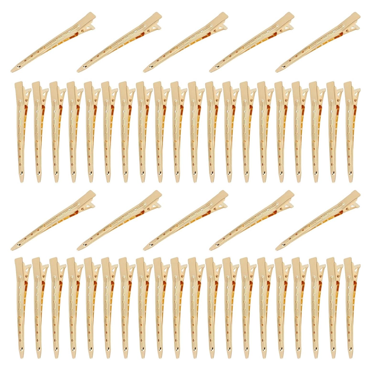 Clips de Pelo de Metal Cocodrilo Lawie 50 Piezas 9 cm Dorado