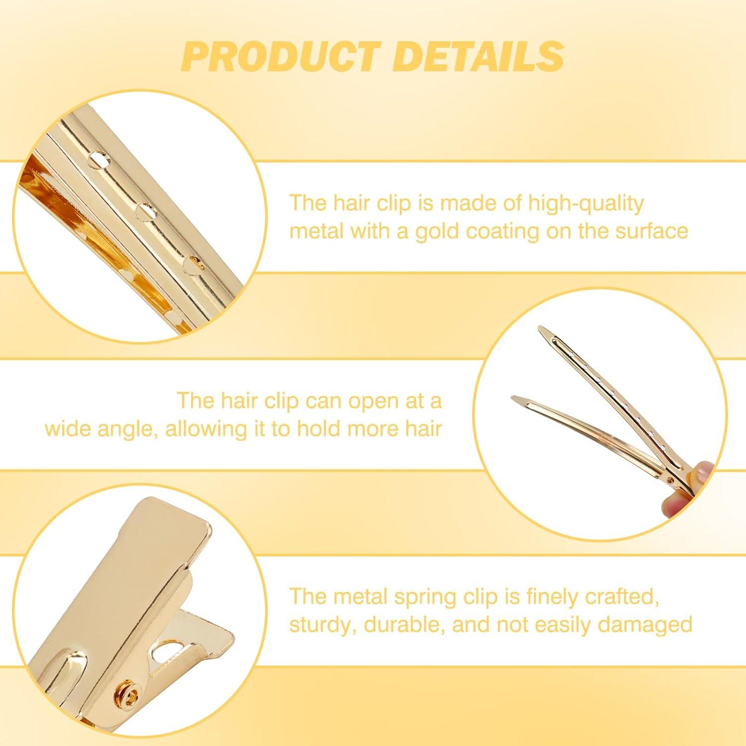 Clips de Pelo de Metal Cocodrilo Lawie 50 Piezas 9 cm Dorado