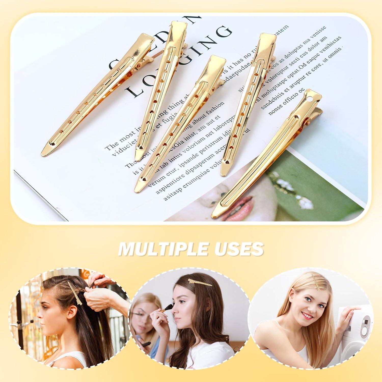 Clips de Pelo de Metal Cocodrilo Lawie 50 Piezas 9 cm Dorado