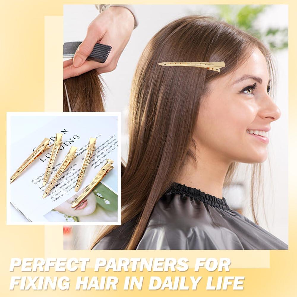 Clips de Pelo de Metal Cocodrilo Lawie 50 Piezas 9 cm Dorado