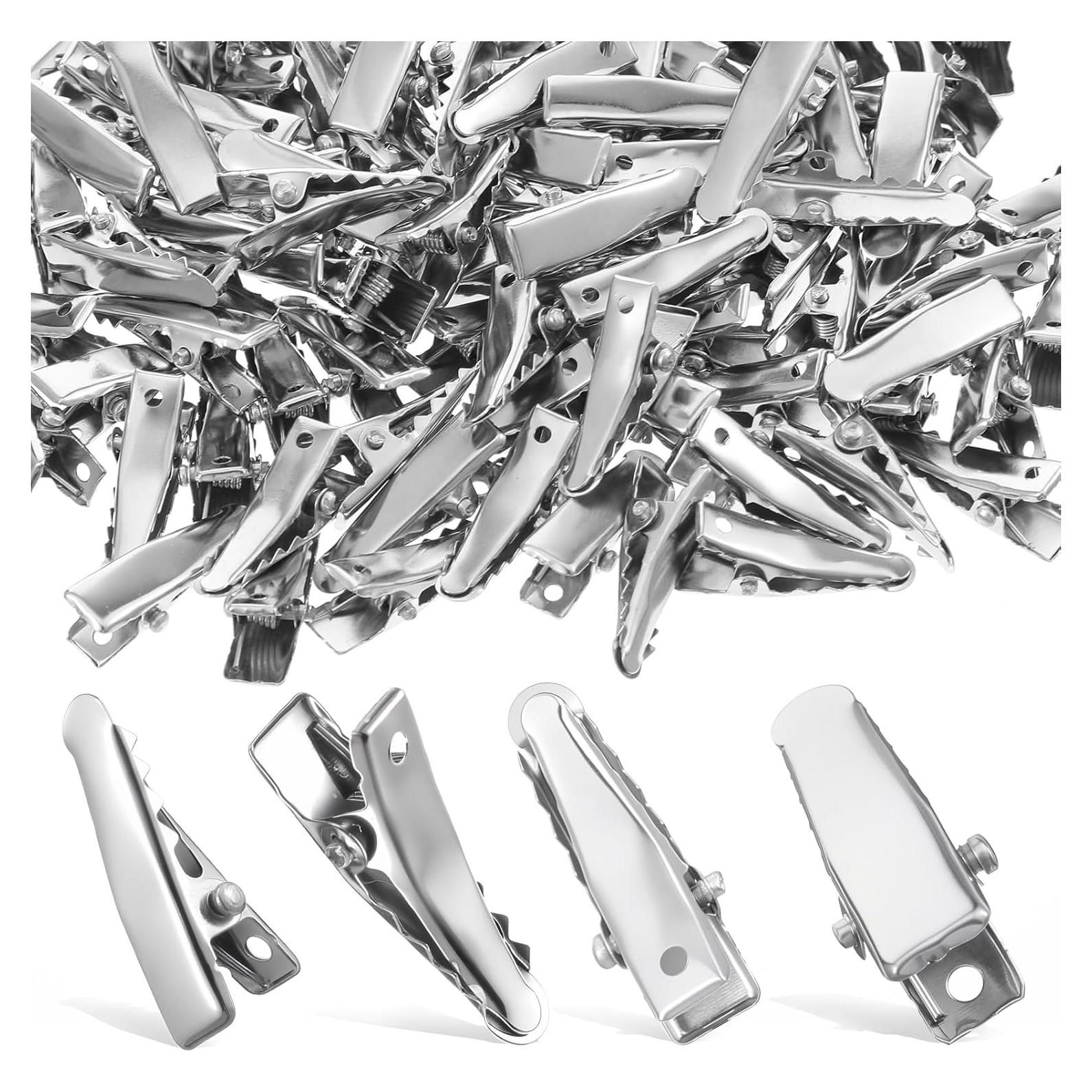 160 Clips de Pelo de Metal Tipo Cocodrilo Josojoou 2.4cm Plata