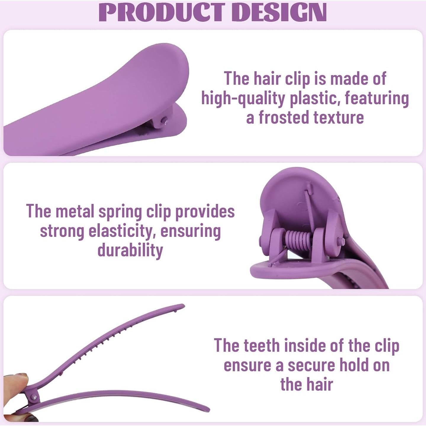 20 Clips de Pelo de Plástico Mate Dizila 12 cm Antideslizantes