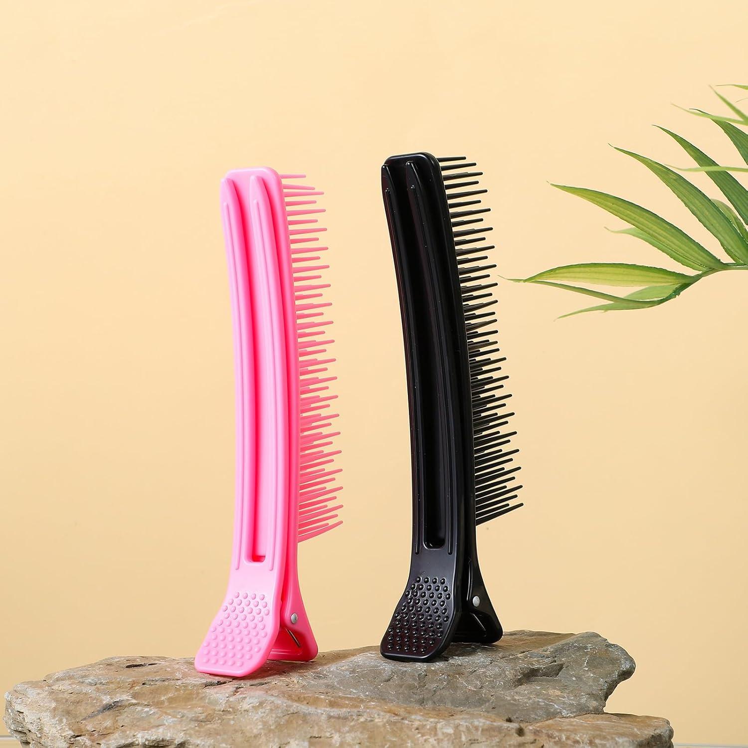 2 Clips de Sección y Corte de Cabello Exircy - Negro/Rosa