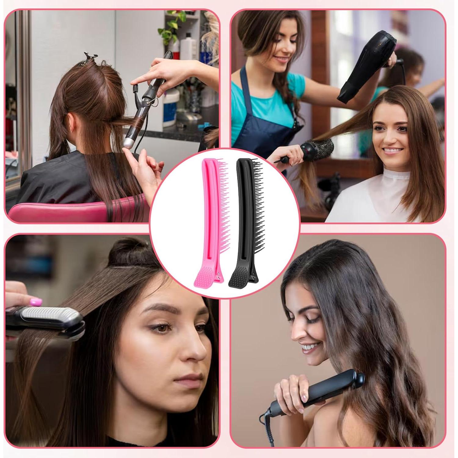 2 Clips de Sección y Corte de Cabello Exircy - Negro/Rosa