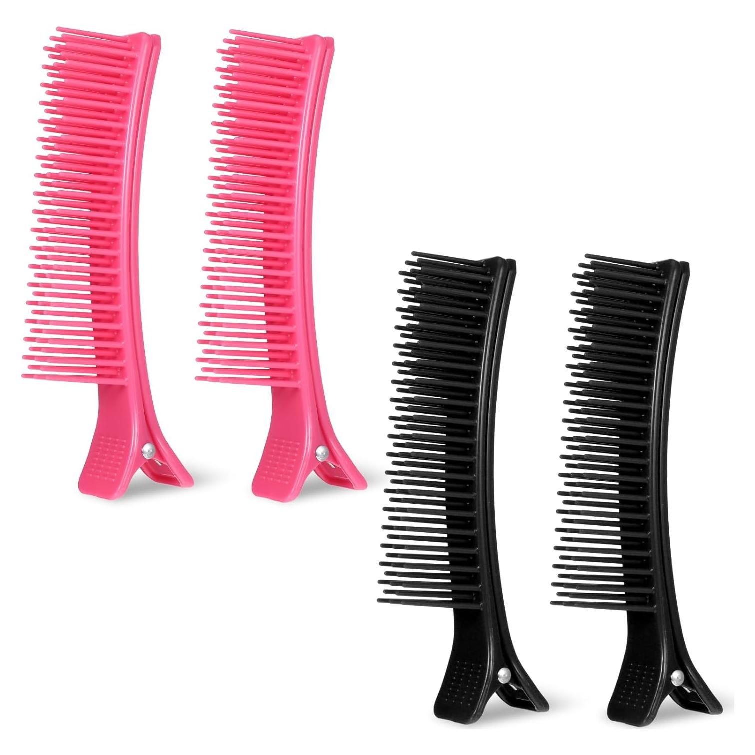 4 Clips de Sección para Cabello EupHHonycs - Rosa y Negro