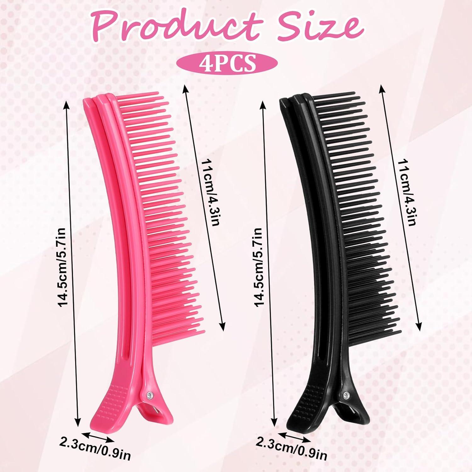 4 Clips de Sección para Cabello EupHHonycs - Rosa y Negro