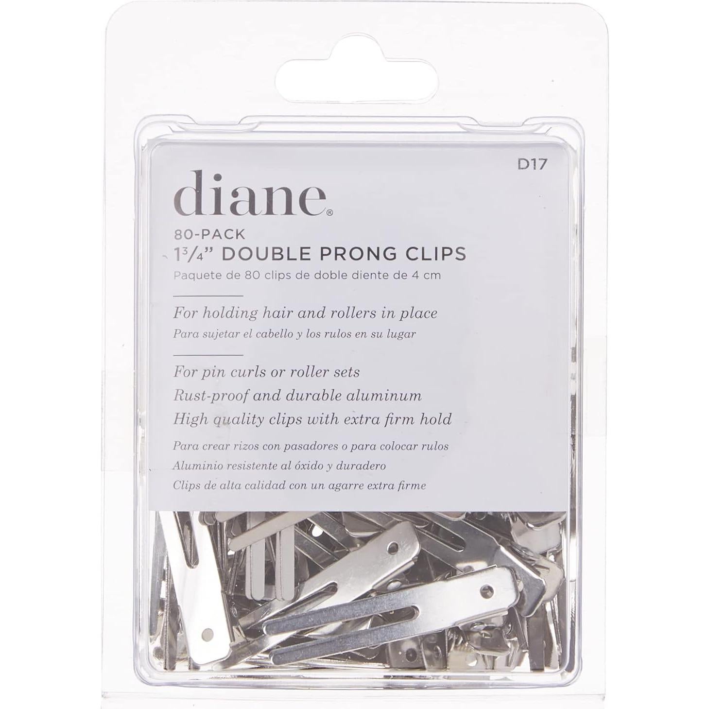 Pinzas de Pelo Doble Punta Diane Acero Niquelado 4.45 cm - 80 Unidades