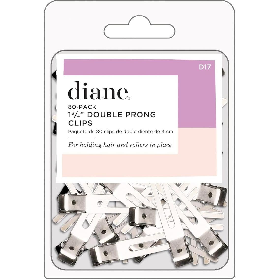 Pinzas de Pelo Doble Punta Diane Acero Niquelado 4.45 cm - 80 Unidades