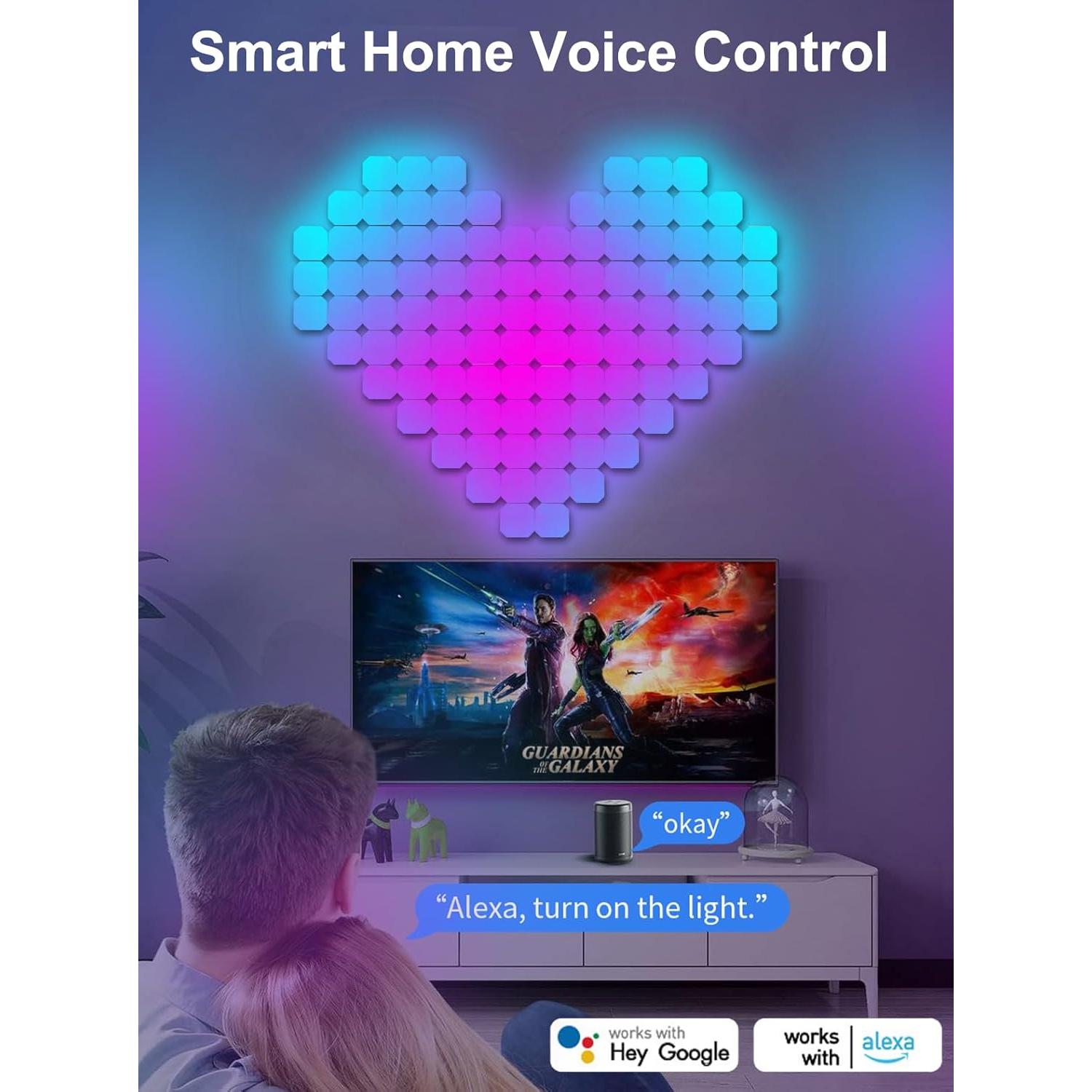 Paneles LED Hexagon 12PCS Amailtom RGB Inteligentes para Juegos