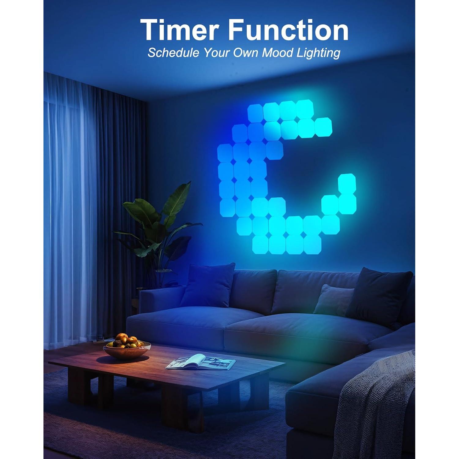 Paneles LED Hexagon 12PCS Amailtom RGB Inteligentes para Juegos