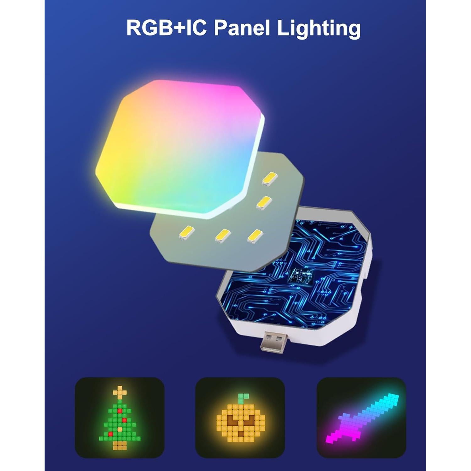 Paneles LED Hexagon 12PCS Amailtom RGB Inteligentes para Juegos