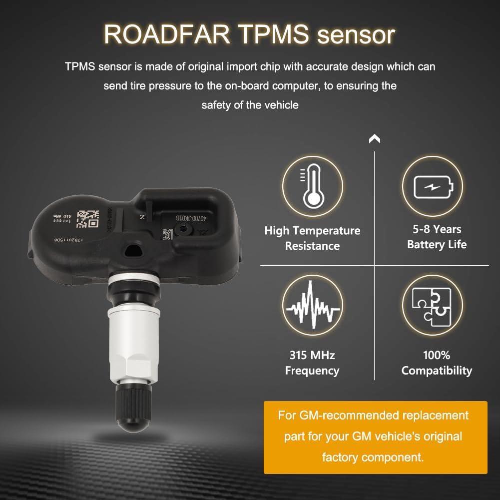 Sensor TPMS ROADFAR 315MHz para Infiniti y Nissan - Juego de 4