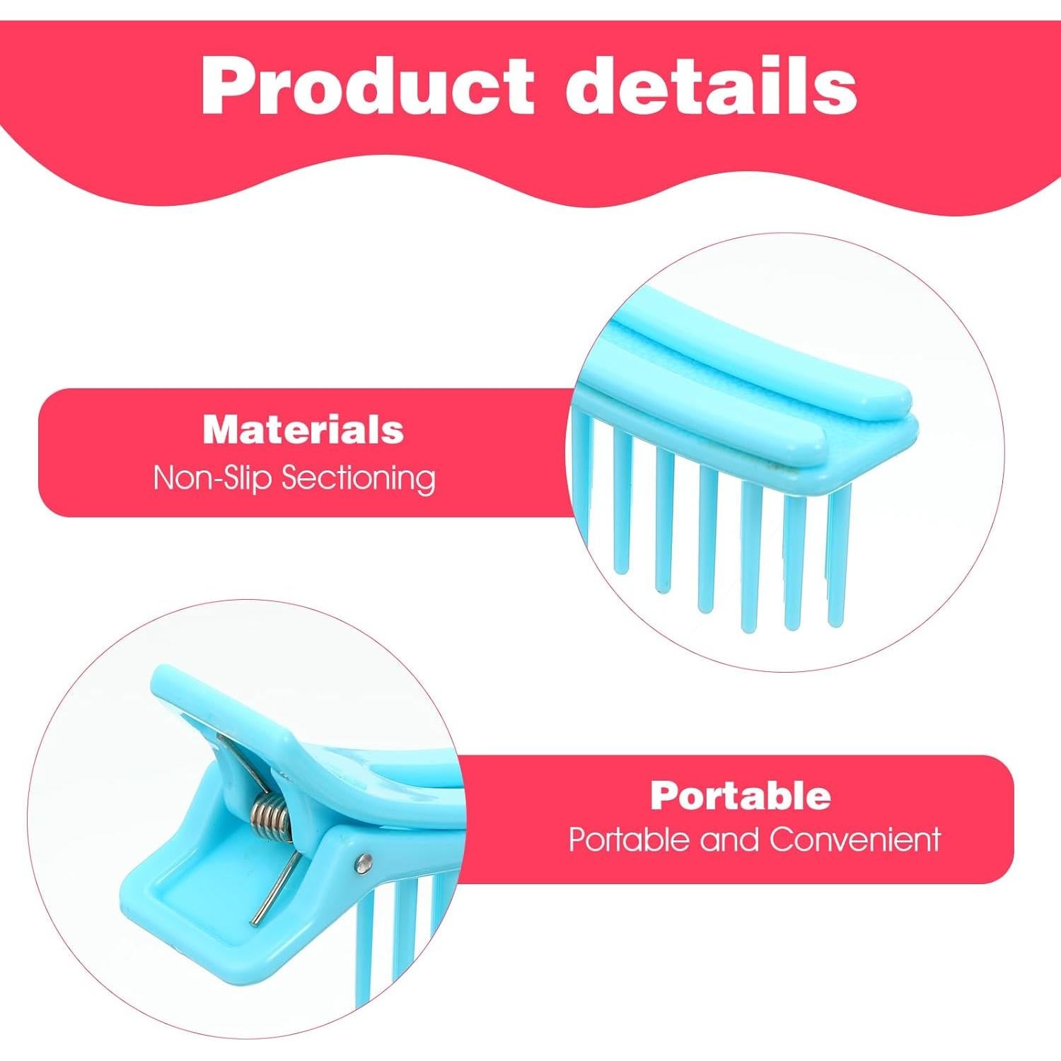 Clips para Seccionar Cabello Qulkws - 2 Pcs Antideslizantes 10.4 cm