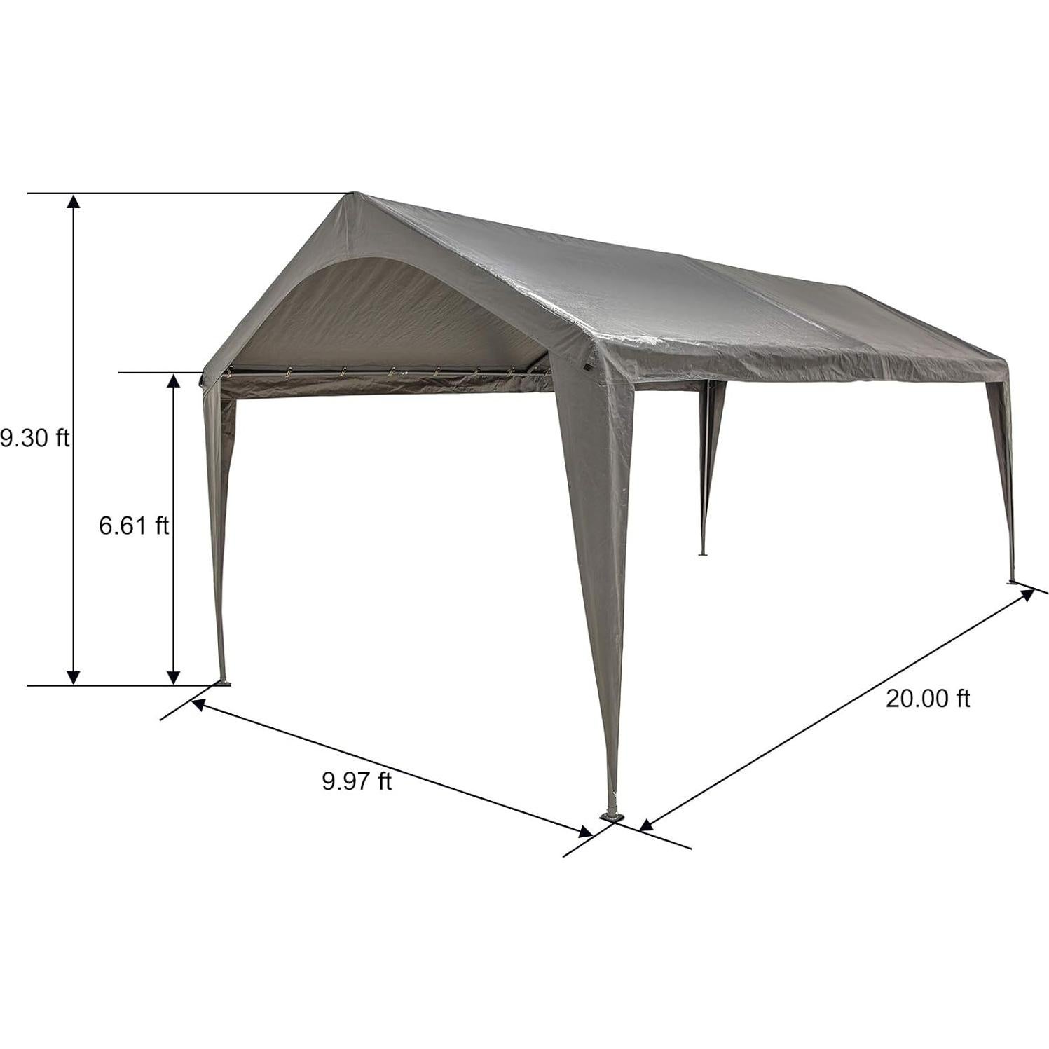 Cubierta Superior para Carport Sunnyglade 3.05x6.1m Gris PE