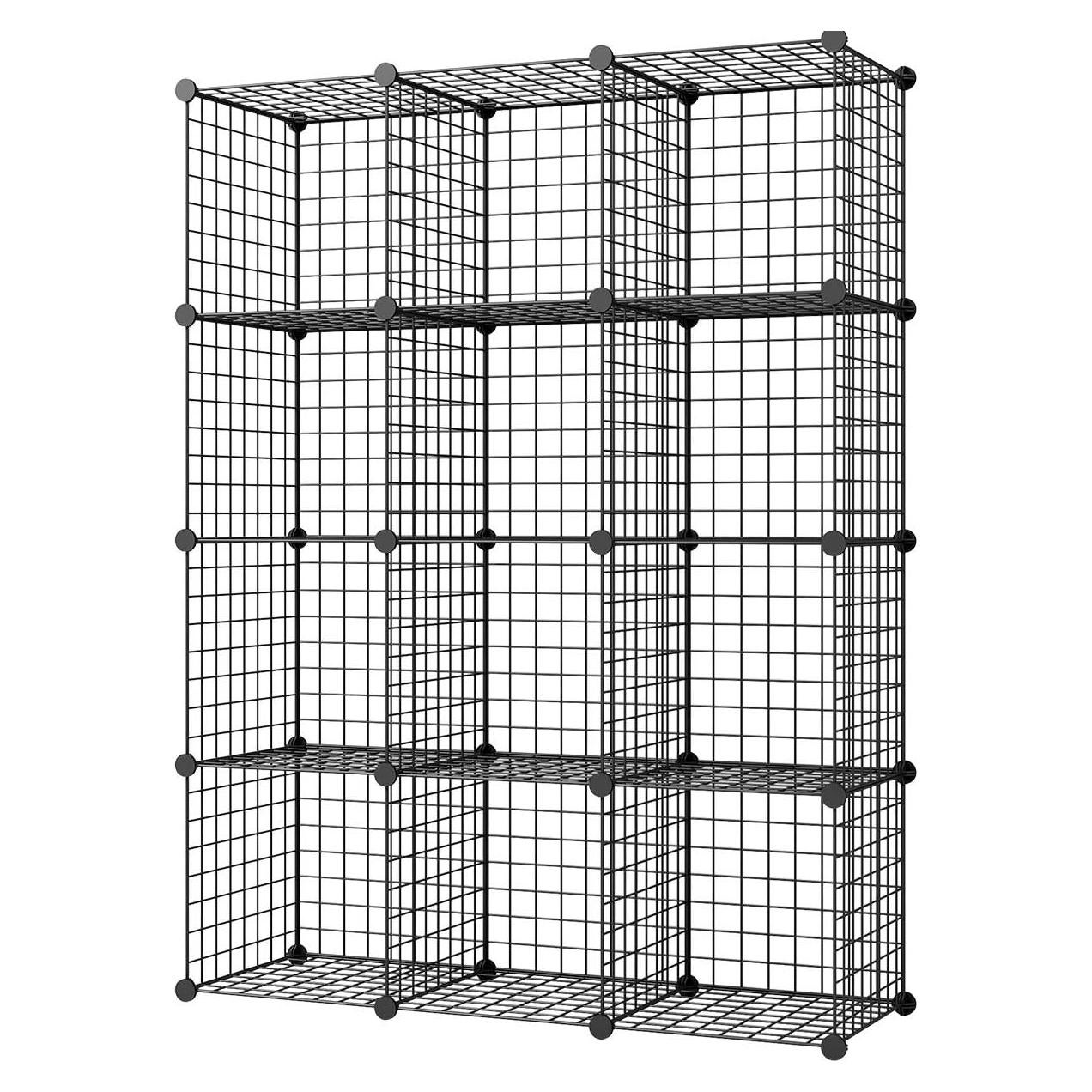 Estante Modular de Alambre KOUSI 12 Cubos Negro 35.56cm