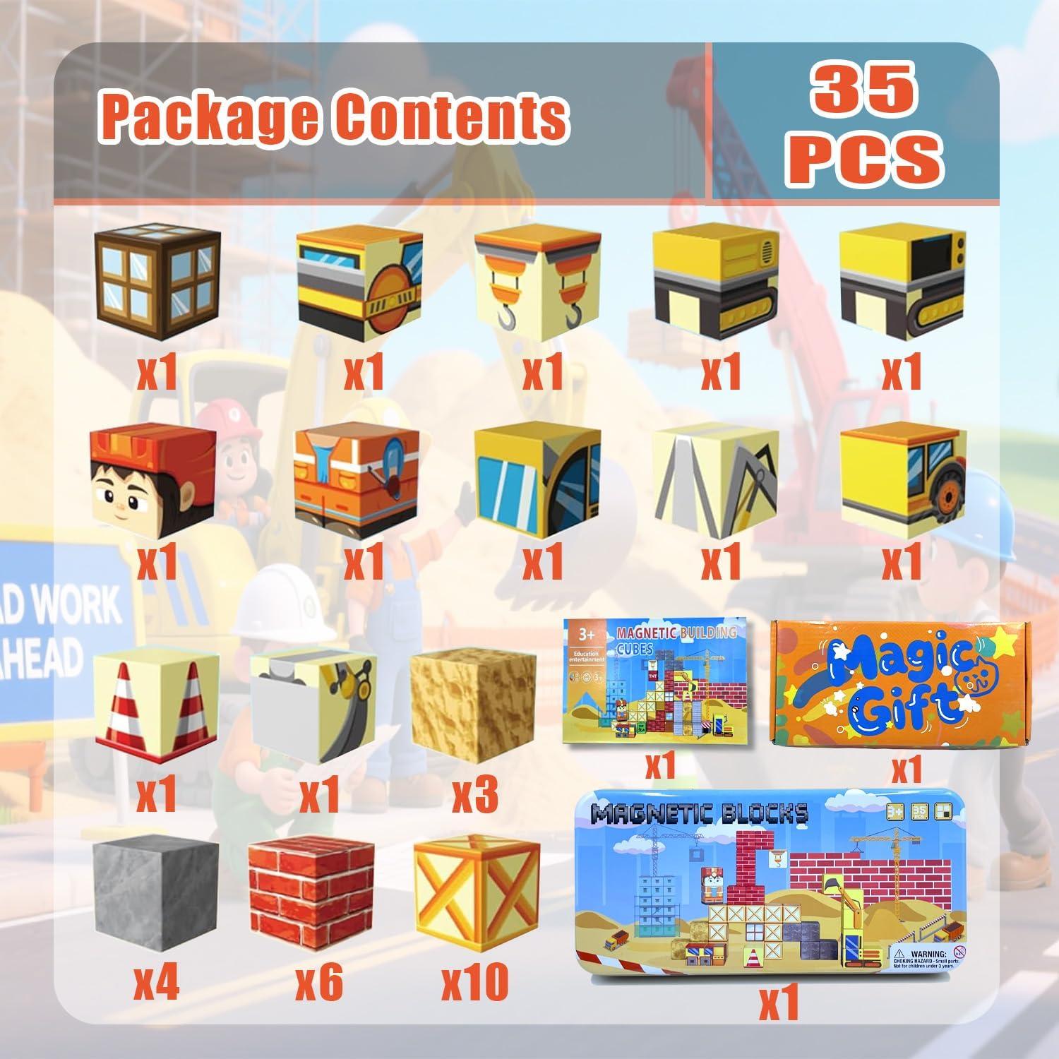 Bloques Magnéticos Mini Hqyib - 35 Piezas Juguetes Educativos 3-8 Años