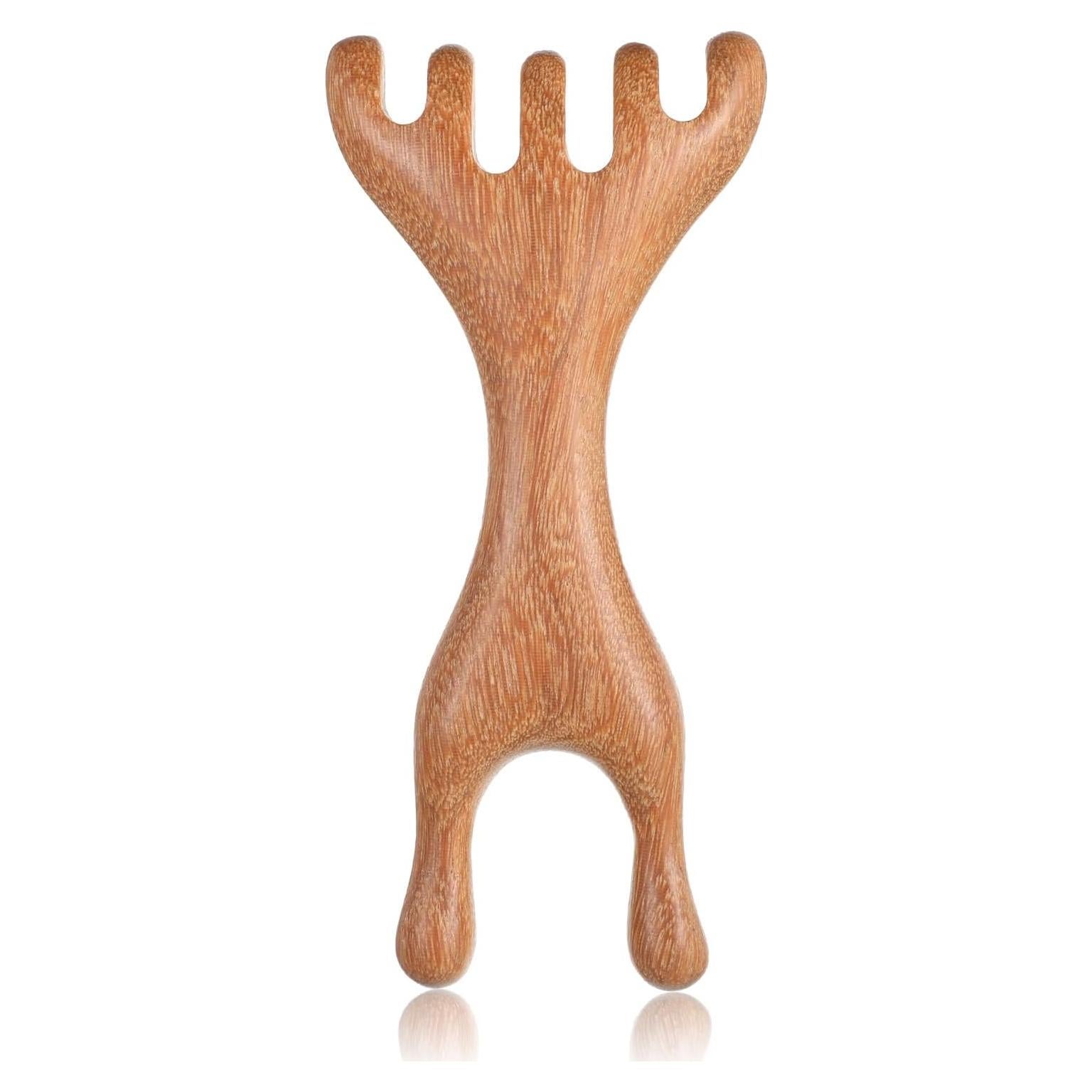 1 Pc Double-Ended Wood Scalp Massager, Meridian Massage Combs Head Massage Tool, Wooden Back Scratcher Gua Sha Facial Tools for Deep Relaxation & Stress Reduction