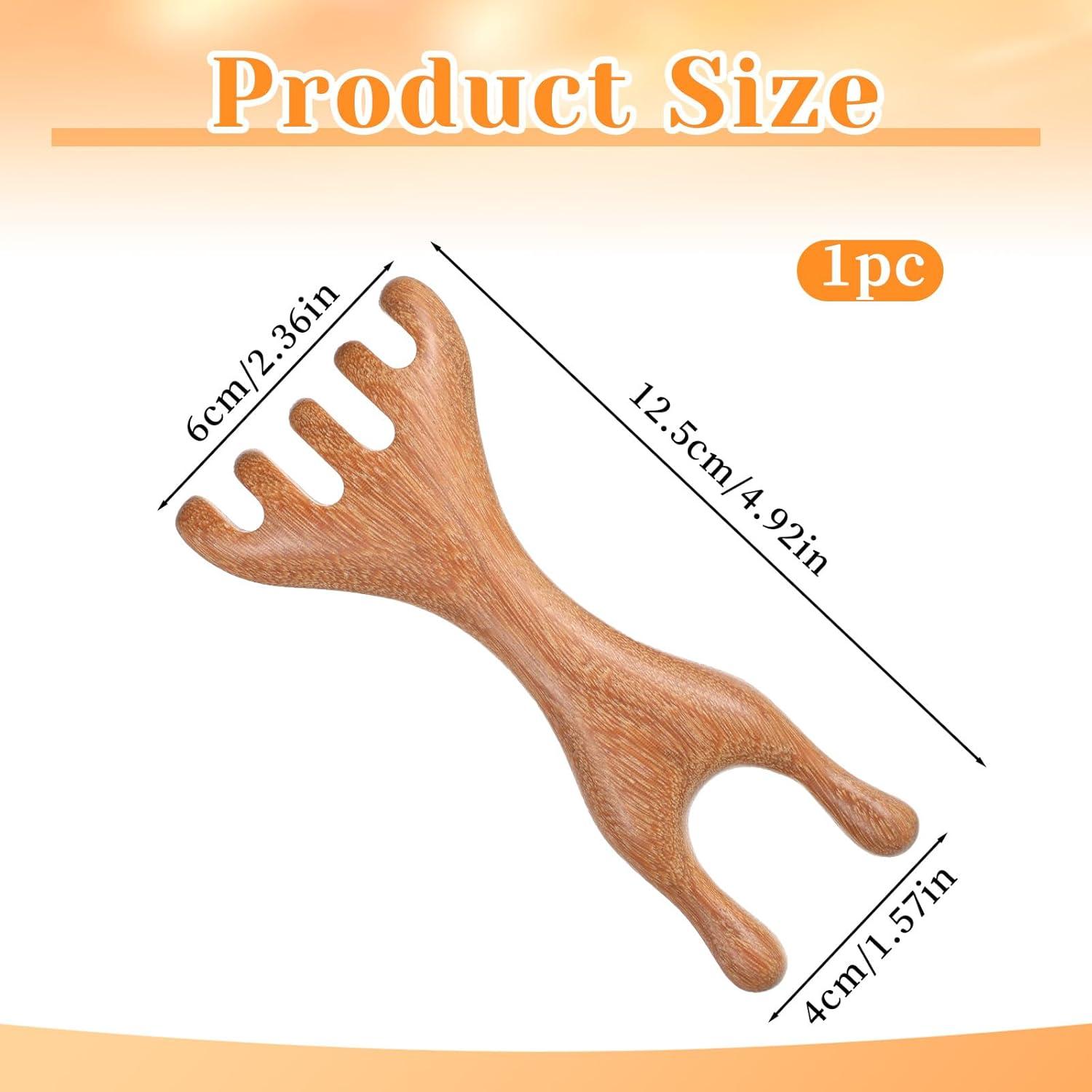 1 Pc Double-Ended Wood Scalp Massager, Meridian Massage Combs Head Massage Tool, Wooden Back Scratcher Gua Sha Facial Tools for Deep Relaxation & Stress Reduction