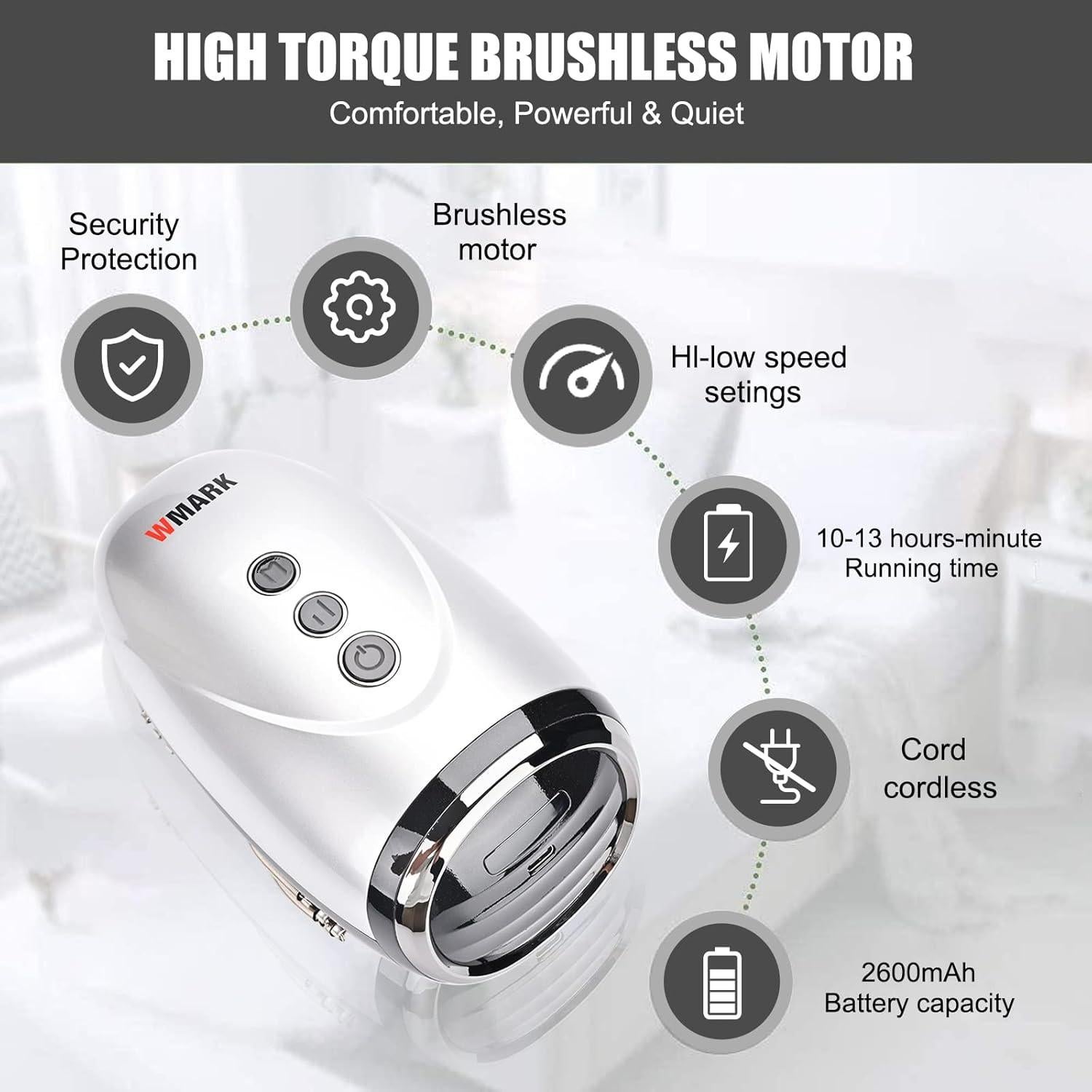 Masajeador de Mano Inalámbrico Colorski 2600mAh Plata