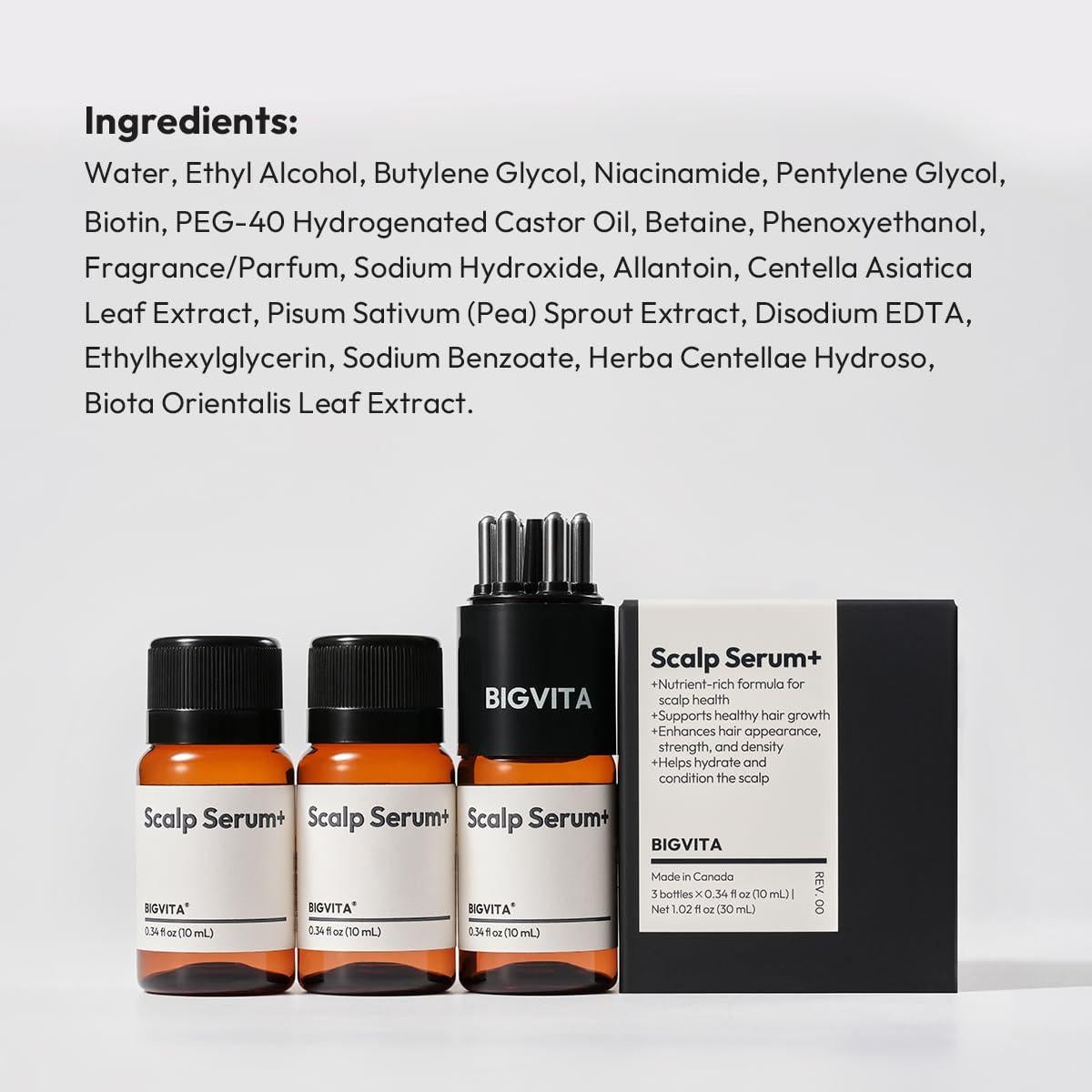 Suero Capilar BIGVITA con Masajeador | Crecimiento y Alivio Cuero Cabelludo