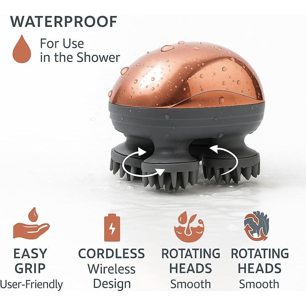 Masajeador Eléctrico EaseHead Inalámbrico para Cuero Cabelludo - Oro